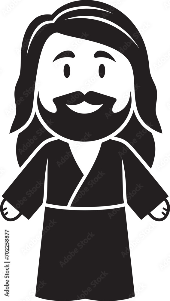 Redeeming Love Cute Jesus Black Icon Divine Compassion Cartoon Jesus Vector Redeeming Love Cute Jesus Black Icon Divine Compassion Cartoon Jesus Vector
