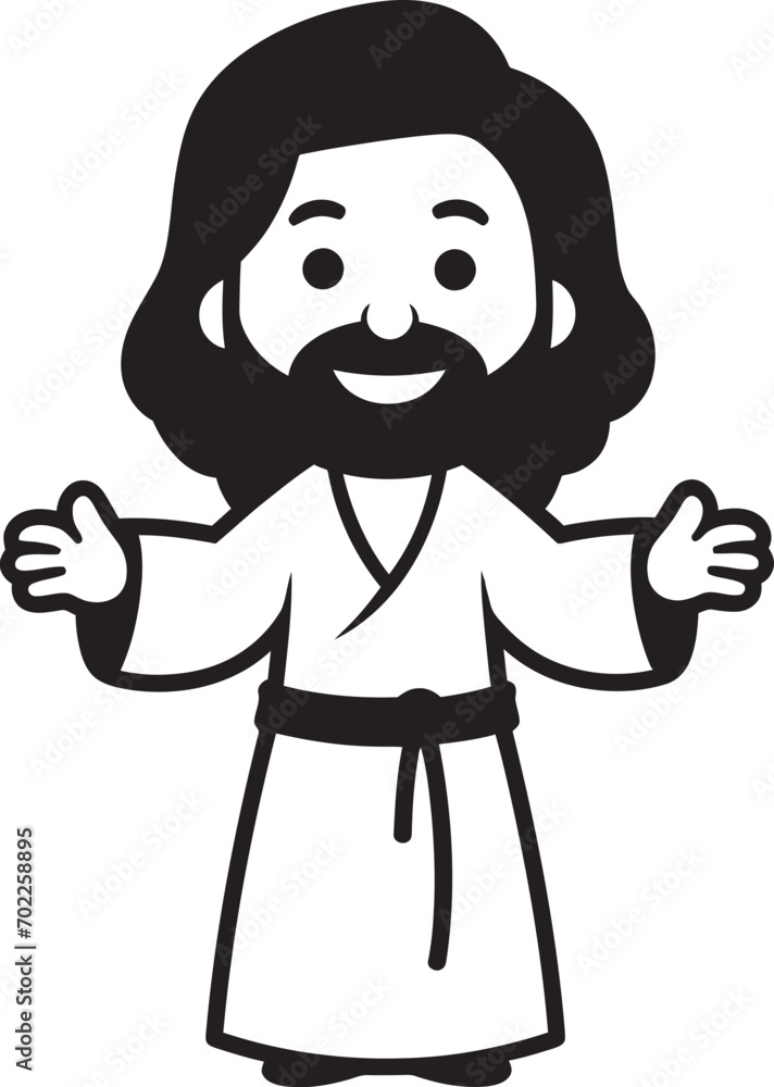 Eternal Light Cartoon Jesus in Black Merciful Presence Black Logo Icon