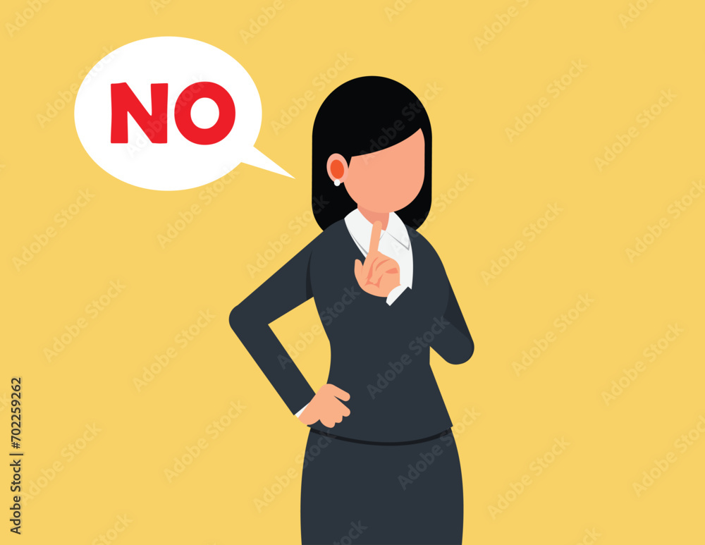 Decline proposition, Politely decline the offer. Businesswoman not interested in the offer Decline proposition, Politely decline the offer. Businesswoman not interested in the offer