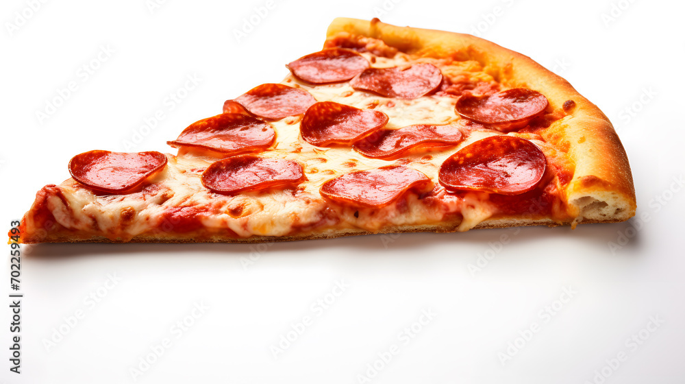 Cut off slice pizza isolated on white background. Neural network AI generated art Cut off slice pizza isolated on white background. Neural network AI generated art