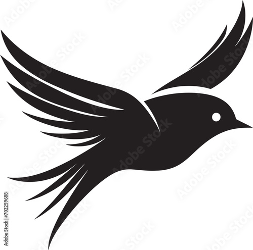 Dynamic Flight Symphony Cute Logo Skyward Avian Elegance Black Vector photo