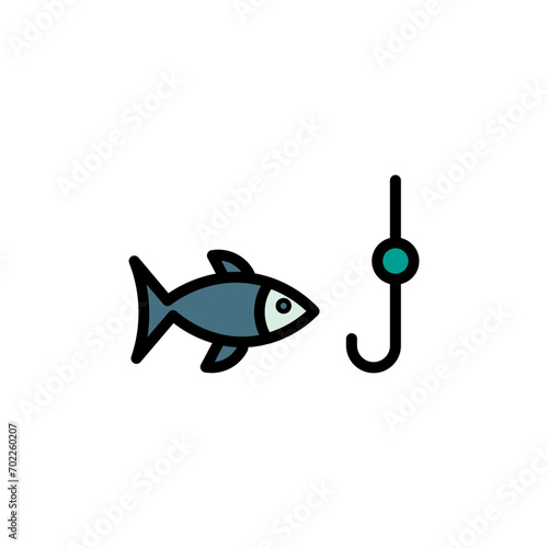 Angling Sport Fishing Filled Outline Icon