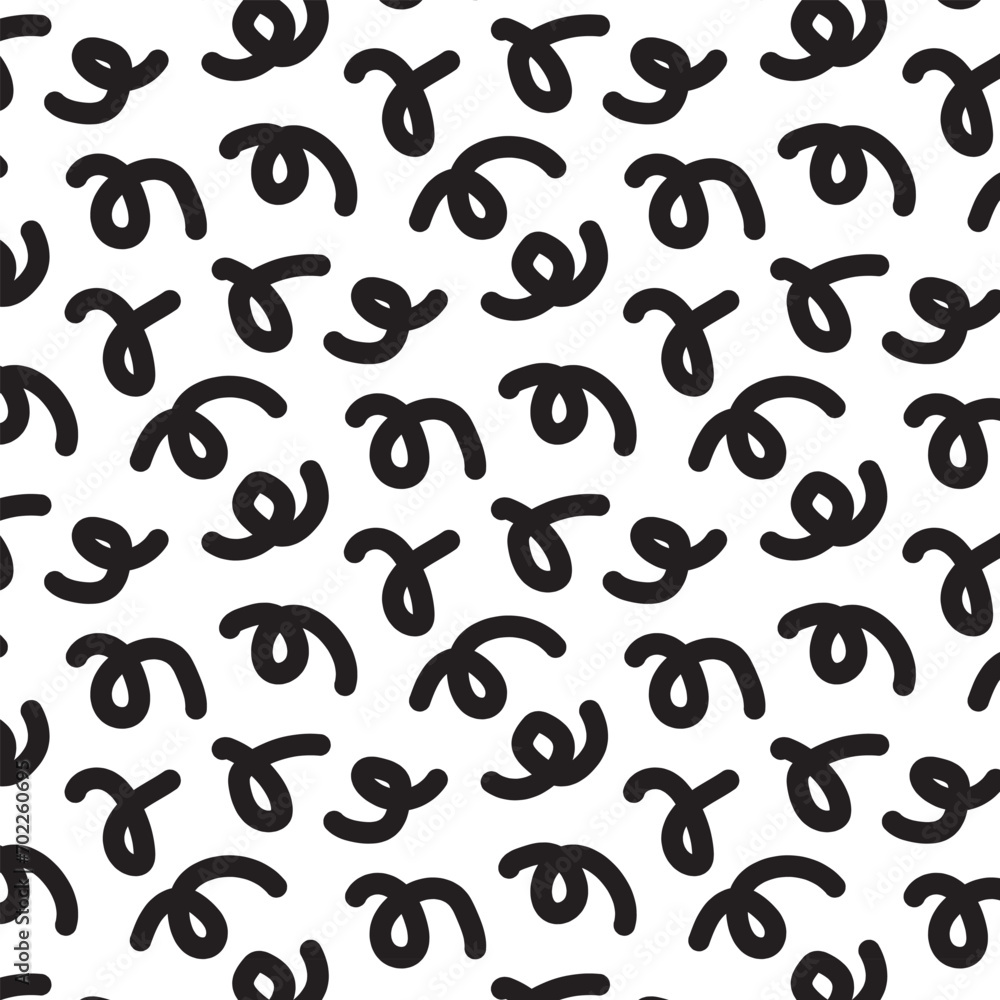 Black brush scribble on white background seamless pattern. Doodle childish design. Vector illustration. Black brush scribble on white background seamless pattern. Doodle childish design. Vector illustration.