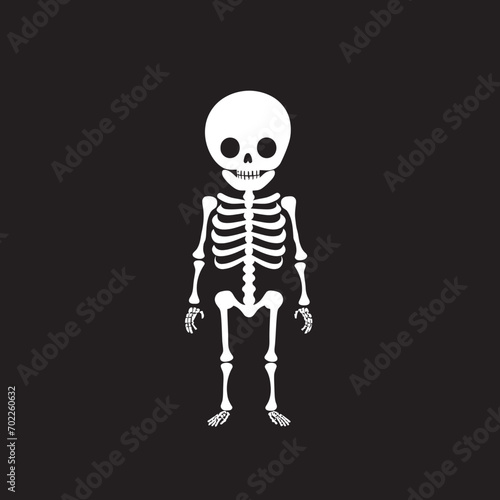 Amiable Anatomy Full Body Skeleton Icon Delightful Skeletal Pose Cute Vector Design
