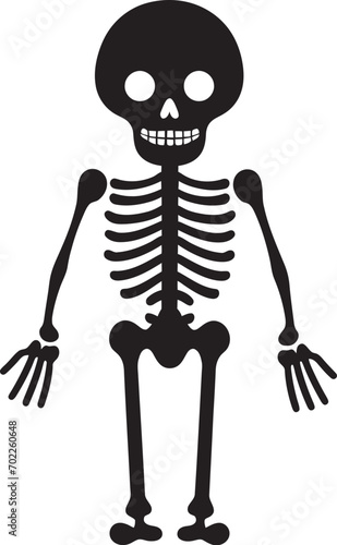 Quirky Bone Mascot Cute Vector Smiling Skeleton Charm Black Icon