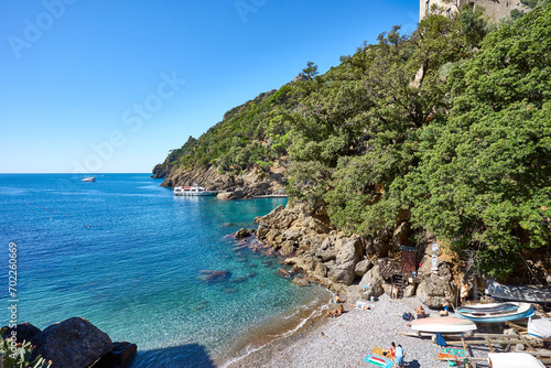 Fototapeta Naklejka Na Ścianę i Meble -  Beautiful bay at the famous monastery “San Fruttuoso” in Liguria in Italy