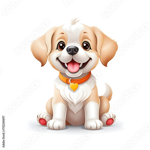 Cartoon cute baby dog sitting.