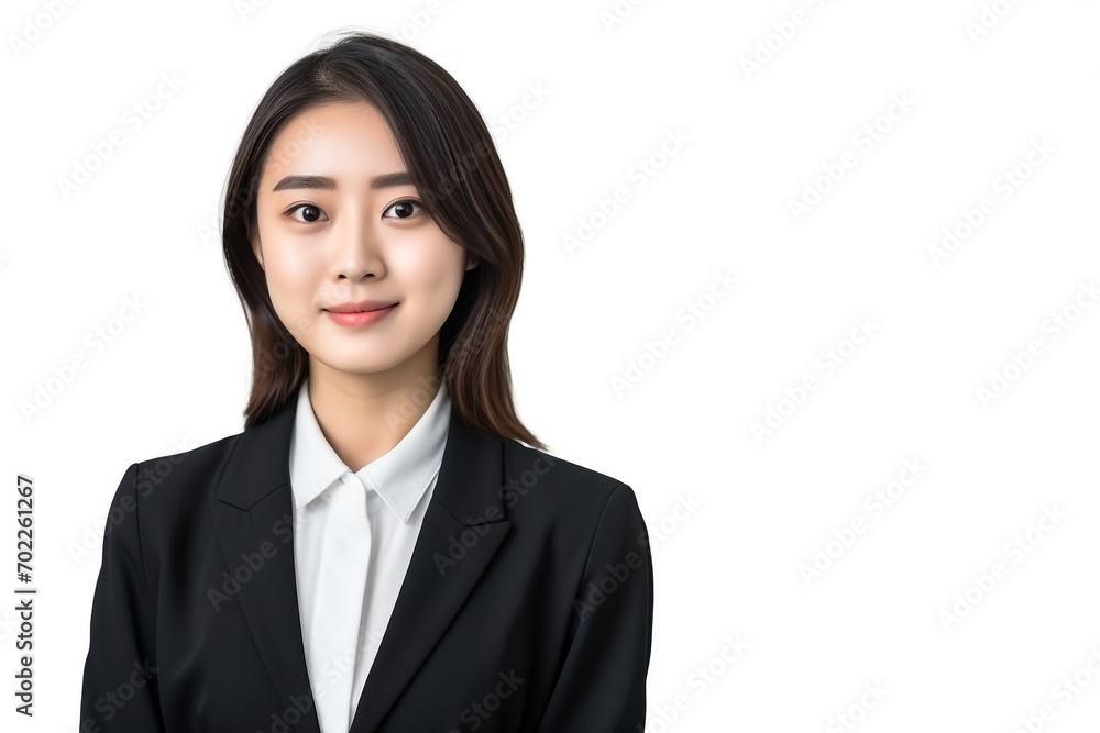 Female Asian lawyer on white background. Woman lawyer portrait isolated on white background copy space for text. International Be Kind to Lawyers Day concept Female Asian lawyer on white background. Woman lawyer portrait isolated on white background copy space for text. International Be Kind to Lawyers Day concept