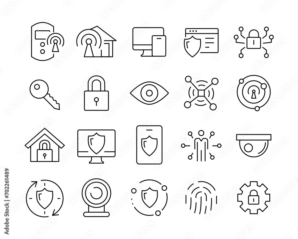 Security and Safe Icons - Vector Line. Editable Stroke.
