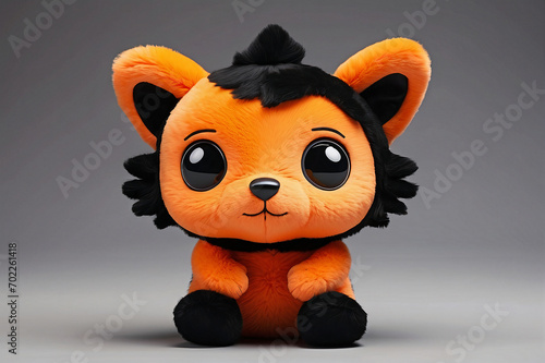 cute 3d teddy bear plush toy  black and orange color