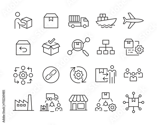 Supply Chain Icons - Vector Line. Editable Stroke.