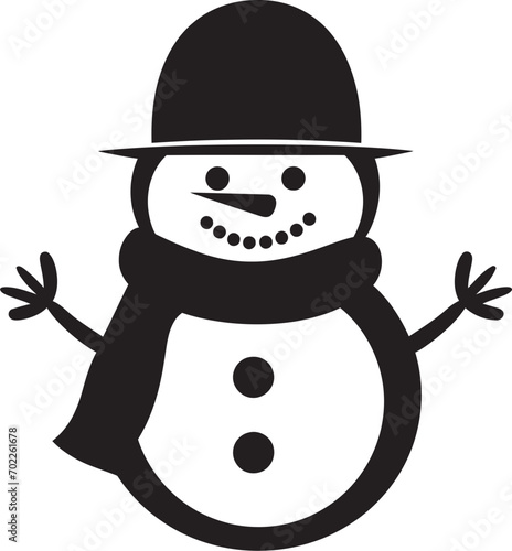 Snowy Whimsy Cute Snowman Icon Frosty Flakes Fun Black Logo Design