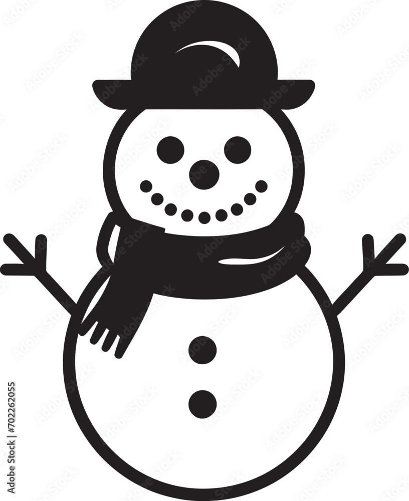 Cheerful Frosty Fun Cute Vector Design Snowy Whimsy Black Snowman Icon Cheerful Frosty Fun Cute Vector Design Snowy Whimsy Black Snowman Icon