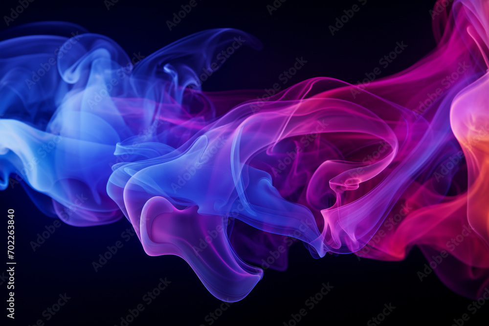 Abstract colourful smoke in motion. Smoke, Cloud of cold fog in black background. Light, white, fog, cloud, black background