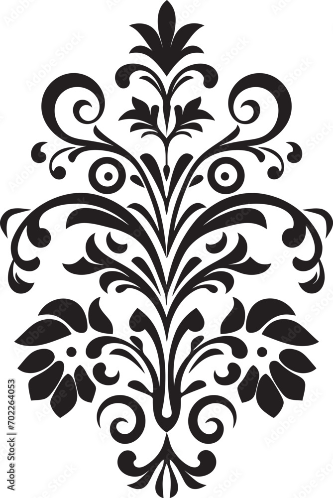 Obraz premium Exquisite Detailing Black Ornament Icon Sophisticated Charm Vector Logo