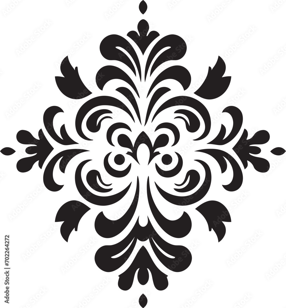 Intricate Style Black Ornament Icon Minimalistic Elegance Vector Design Element