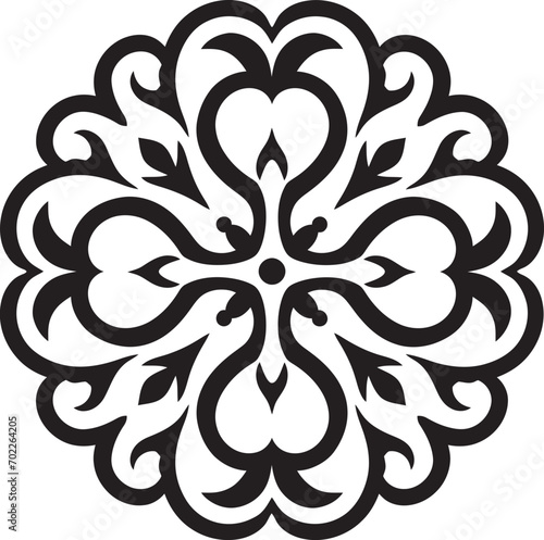 Intricate Symmetry Decorative Vector Design Minimalist Ornamental Grace Black Icon