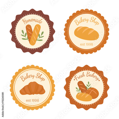 Bread and bakery vector design art. Cute icon of kinds of fresh tasty bread 