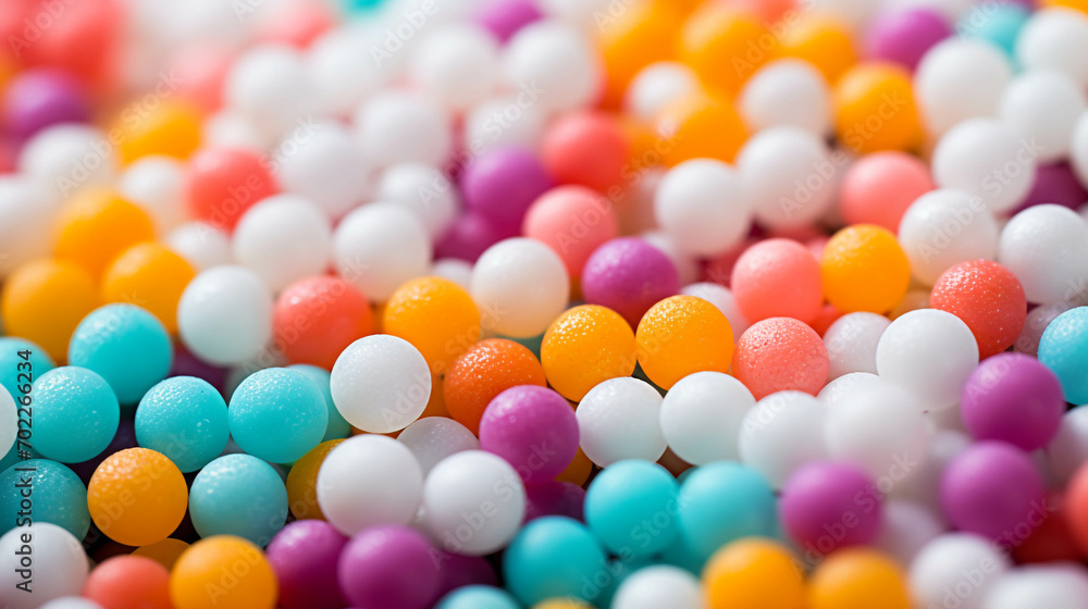 There were piles of colorful beads. There were piles of colorful beads.