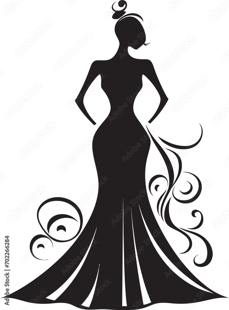Timeless Grace Black Vector Dress Runway Excellence Iconic Dress Emblem