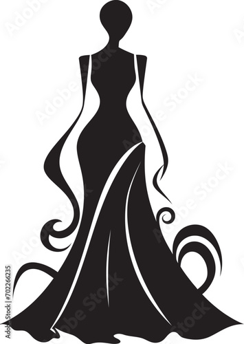 Elegant Attire Womans Dress Vector Tailored Perfection Black Dress Emblem