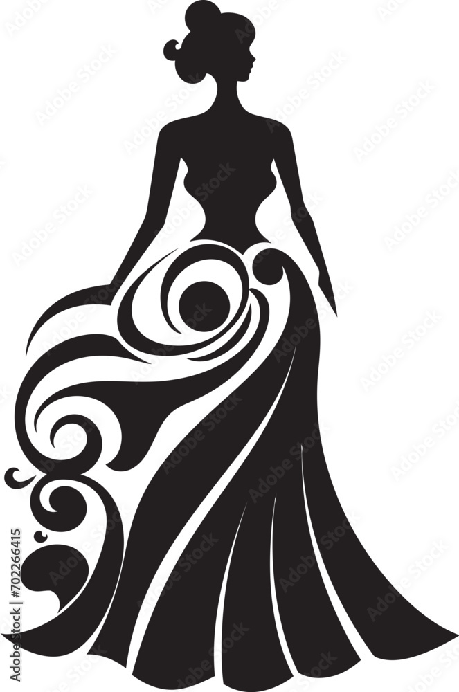 Modern Elegance Stylish Black Logo Dress Chic Couture Designers Dress Icon