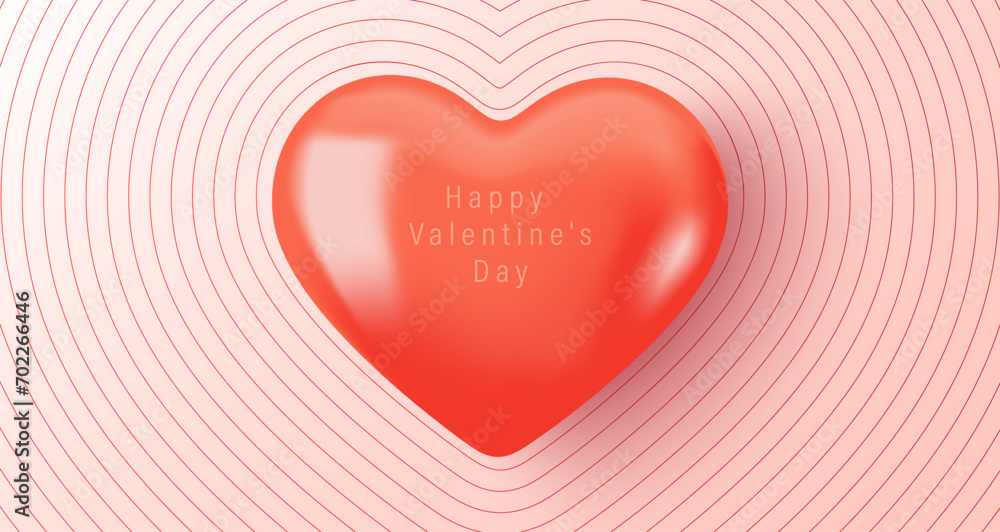 Delicate vector card for Valentine's Day with a voluminous realistic red glossy heart. The 14th of February Delicate vector card for Valentine's Day with a voluminous realistic red glossy heart. The 14th of February