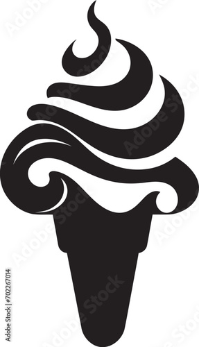 Sweet Swirls Ice Cream Cone Emblem Frozen Ecstasy Black Logo Cone