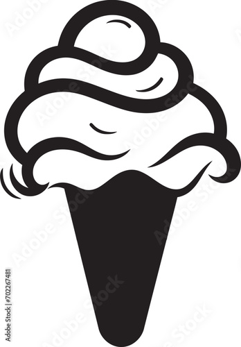 Tasty Swirls Black Cone Icon Design Creamy Waves Ice Cream Cone Vector