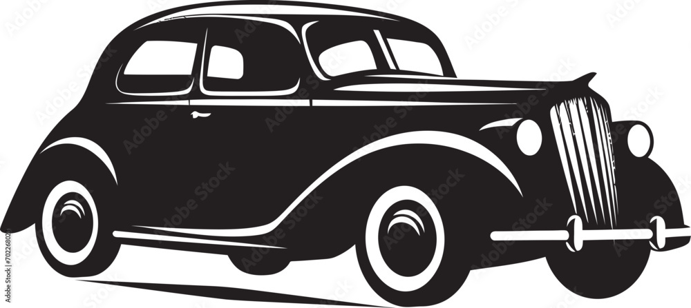Old Fashioned Cruisers Car Logo Icon Vintage Heritage Black Car Vector