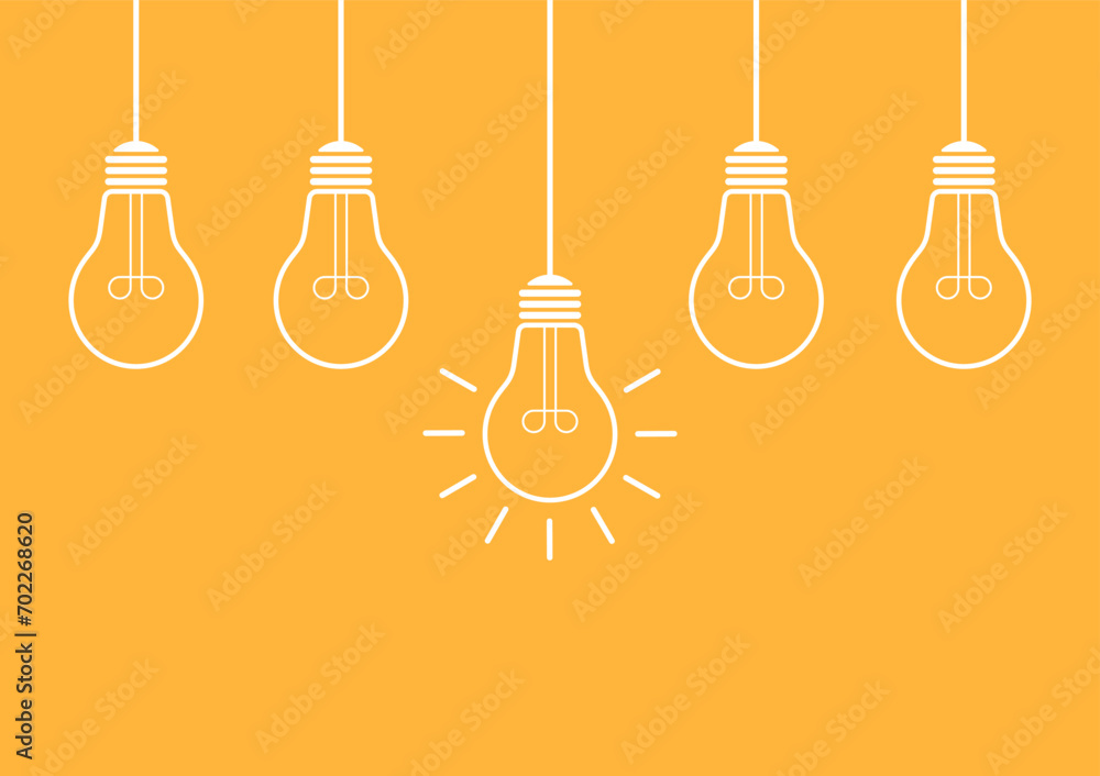 Light Bulb with Idea Concept on Yellow Background. Idea, Innovation, Inspiration and Creativity Concept. Vector Illustration. Light Bulb with Idea Concept on Yellow Background. Idea, Innovation, Inspiration and Creativity Concept. Vector Illustration.