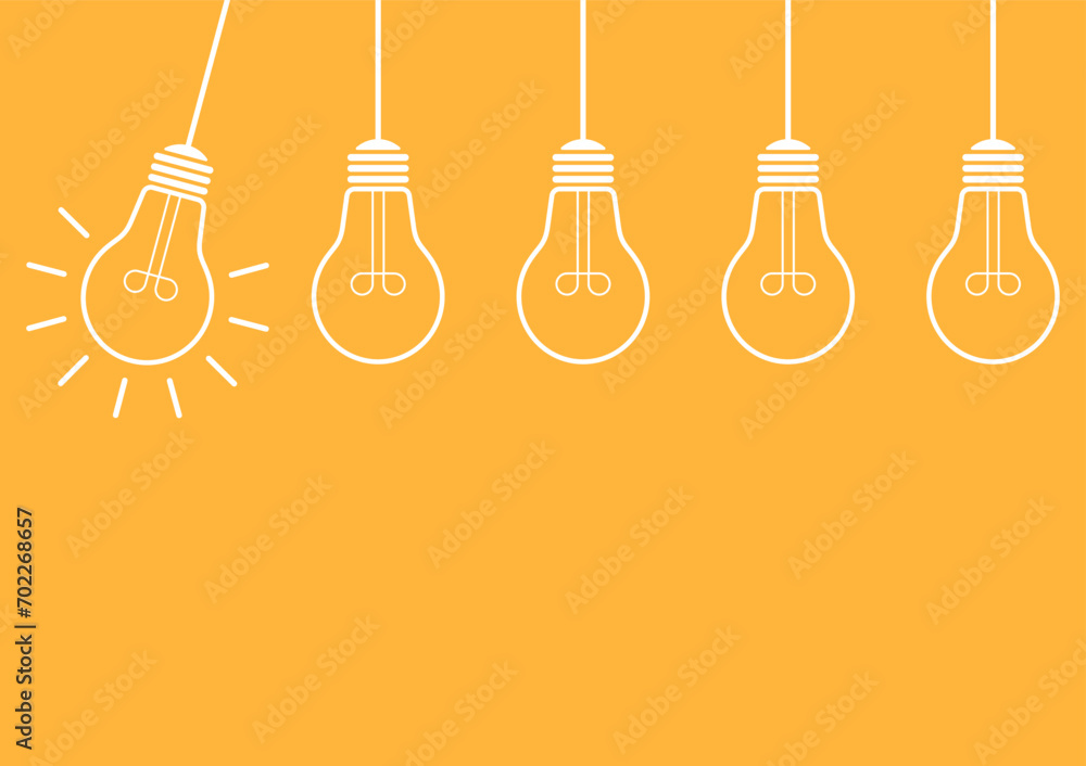Light Bulb with Idea Concept on Yellow Background. Idea, Innovation, Inspiration and Creativity Concept. Vector Illustration. Light Bulb with Idea Concept on Yellow Background. Idea, Innovation, Inspiration and Creativity Concept. Vector Illustration.