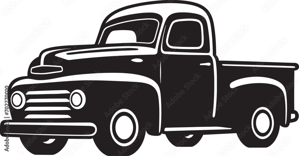Nostalgic Transport Black Logo Design Time Honored Drives Vintage Pickup Icon