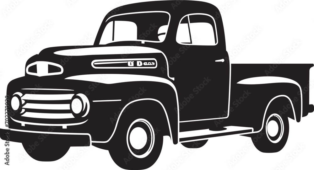 Vintage Conveyance Black Pickup Design Iconic Hauls Logo Icon Design