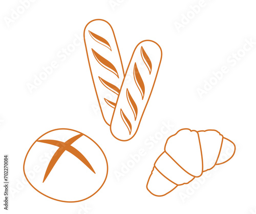 Bread and bakery vector design art. Cute icon of kinds of fresh tasty bread 