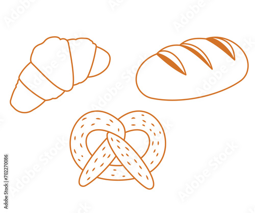 Bread and bakery vector design art. Cute icon of kinds of fresh tasty bread 