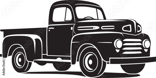 Timeless Transportation Vintage Emblem Icon Retro Wheels Black Pickup Icon