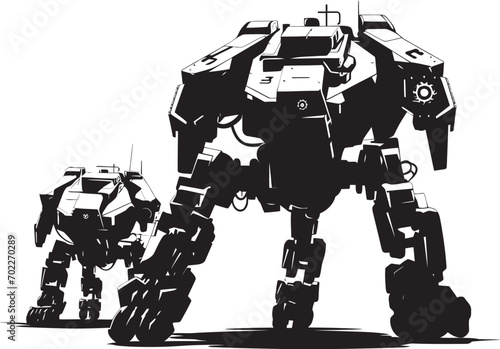 Battle Machine War Robot Logo Futuristic Enforcer Black Logo Icon