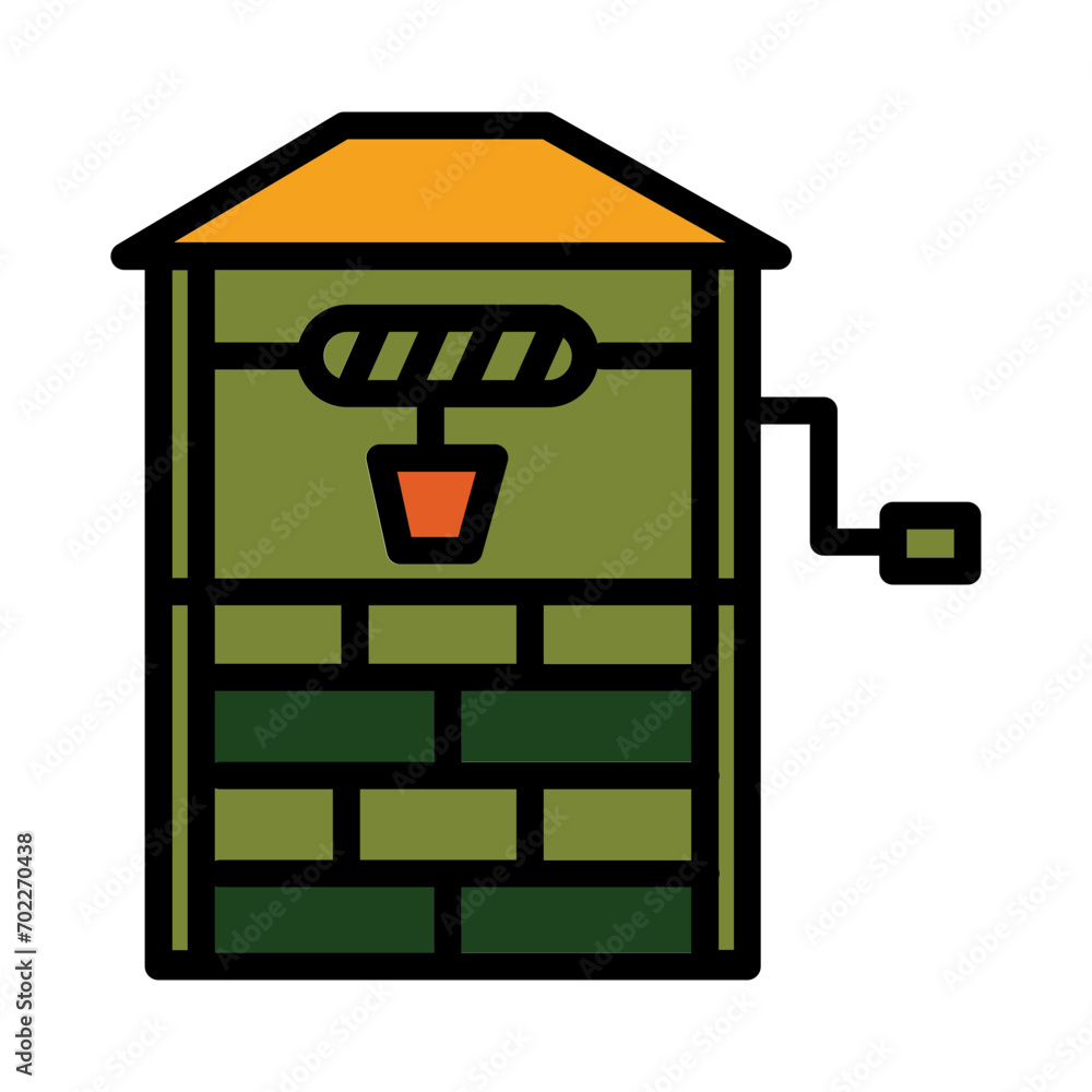 Farm Water Well Filled Outline Icon Farm Water Well Filled Outline Icon