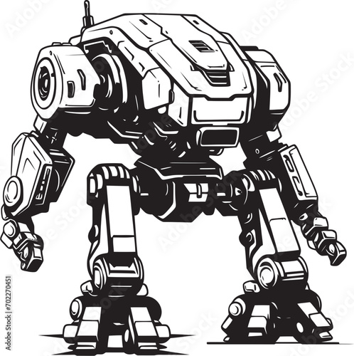 Metallic Enforcer Black Icon Design Tech Titan War Robot Emblem