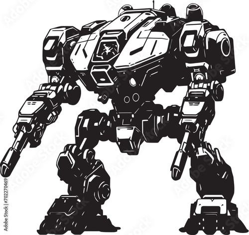 Warrior Machine Black Icon Design Robotic Enforcer War Logo Icon