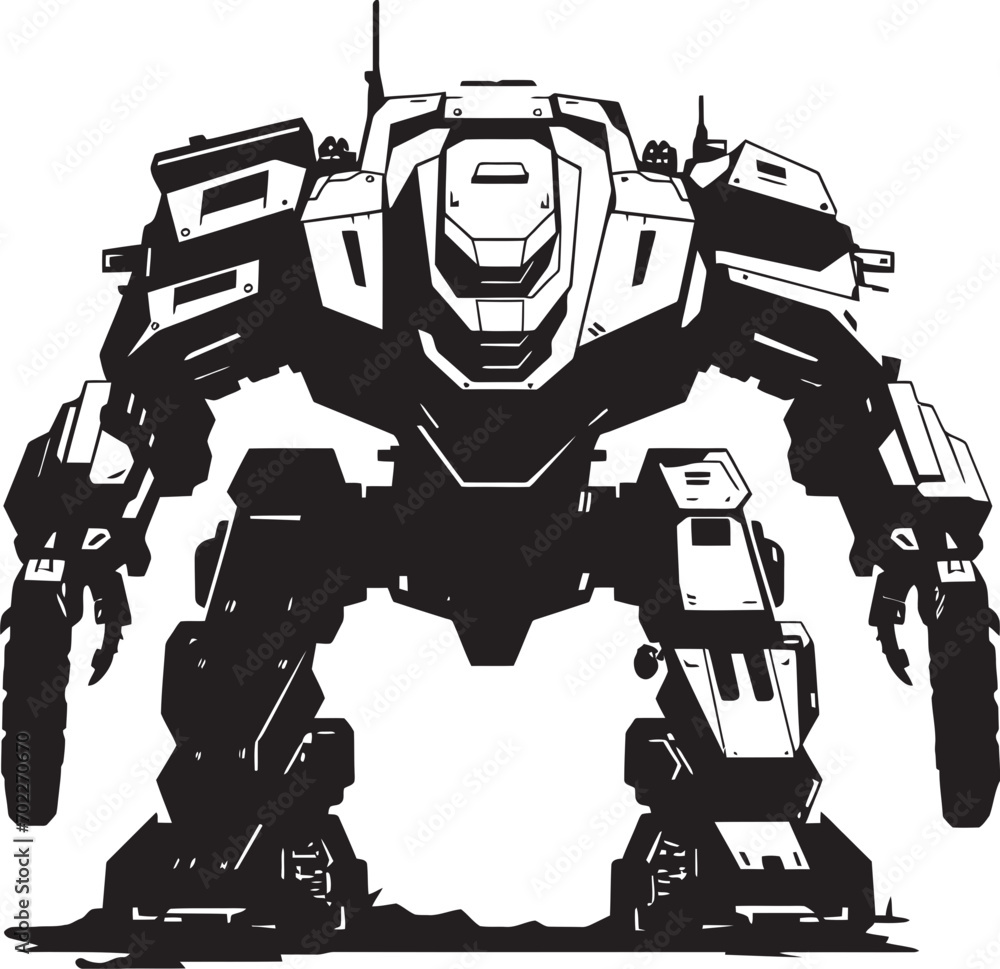 Futuristic Gladiator Black Robot Design Iron Guardian War Robot Icon Futuristic Gladiator Black Robot Design Iron Guardian War Robot Icon