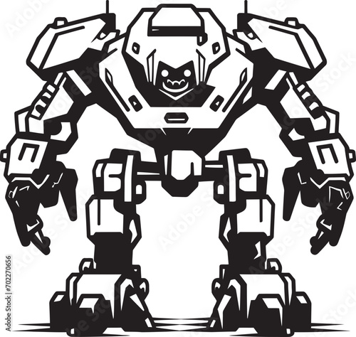 Combat Vanguard War Logo Icon Metallic Enforcer Black Icon Design