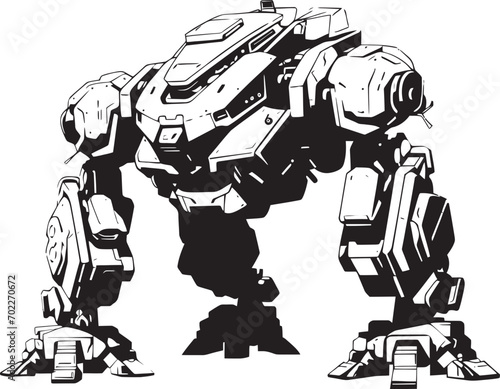 Metallic Enforcer Black Icon Design Tech Guardian War Robot Emblem