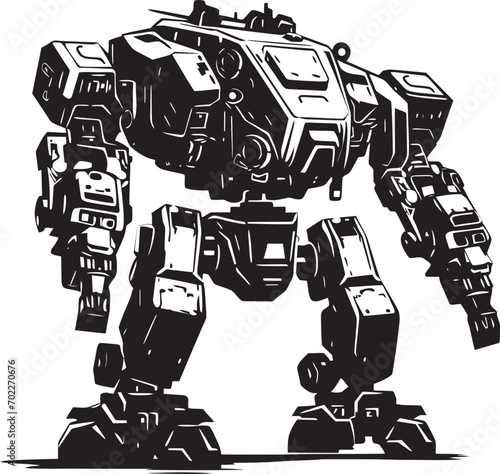 Robotic Titan War Robot Logo Icon Mechanical Guardian Black Logo Design