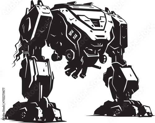 Futuristic Enforcer War Emblem Icon Iron Vanguard Black Robot Emblem