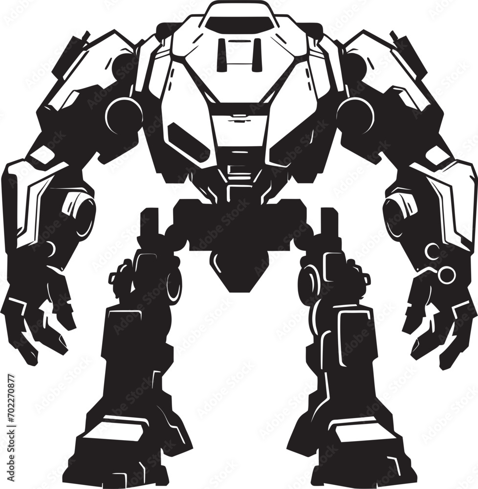 Cybernetic Vanguard Black Logo Icon Mechanical Gladiator War Robot Design Cybernetic Vanguard Black Logo Icon Mechanical Gladiator War Robot Design