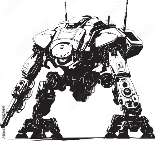 Warrior Behemoth Robot Emblem Icon Armored Enigma Black Logo Robot