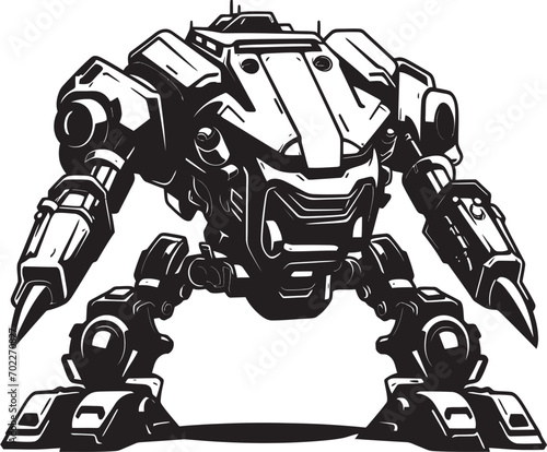 Metal Enigma Black Robot Emblem Warrior Enforcer Robot Logo Icon