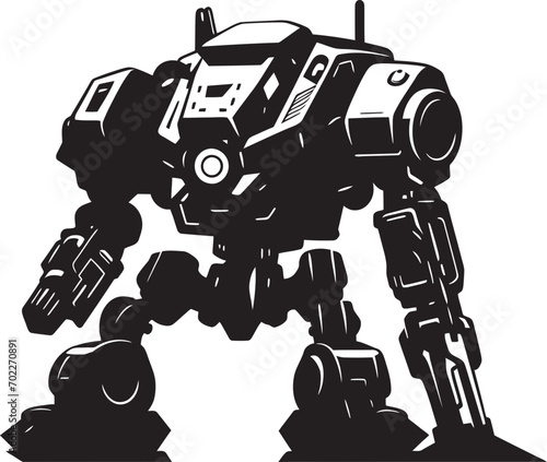 Tech Legionnaire War Robot Emblem Futuristic Sentinel Black Logo Robot